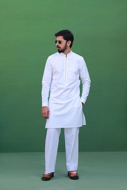 Egg White Zipper Suit