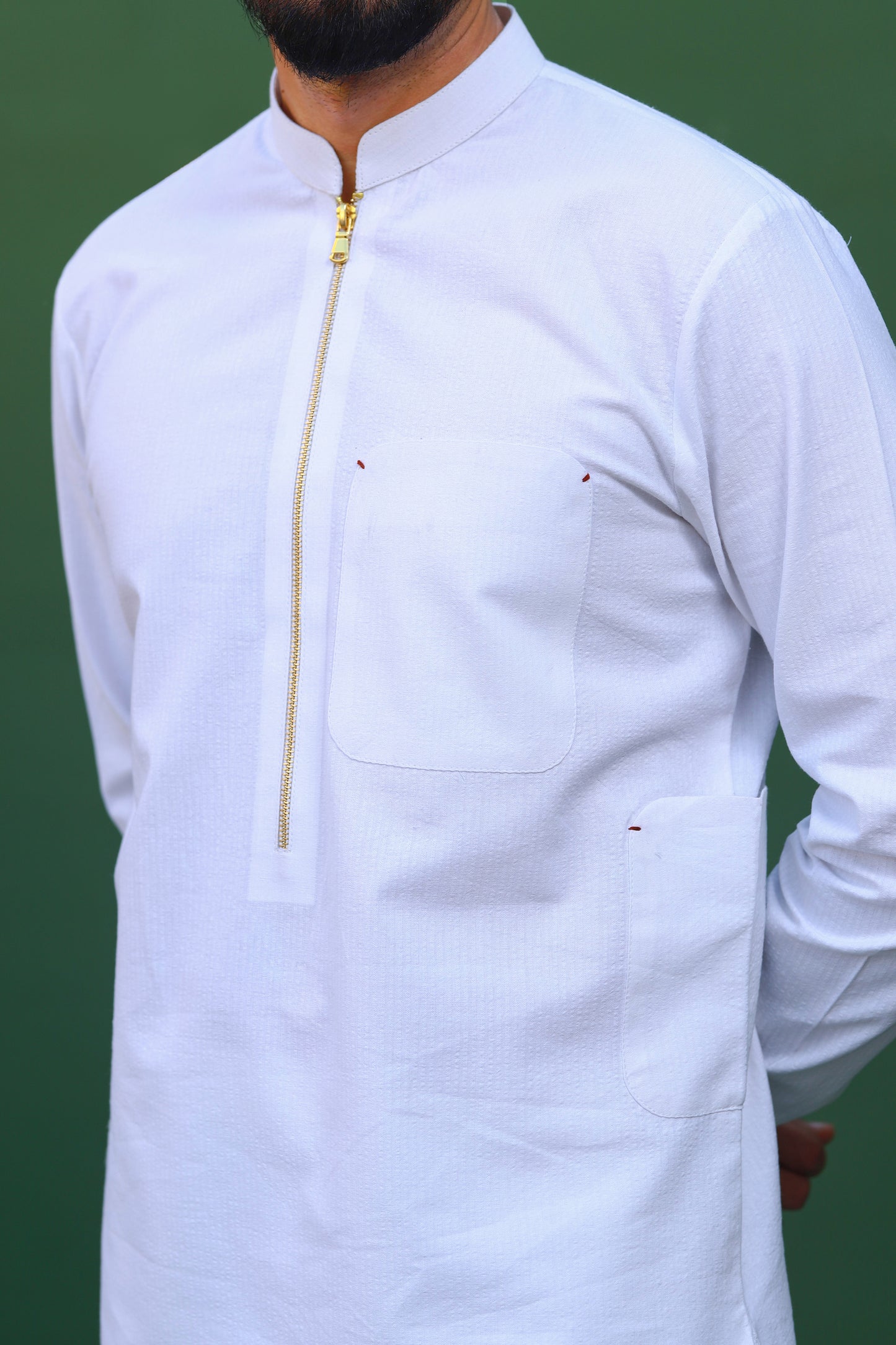 Egg White Zipper Suit