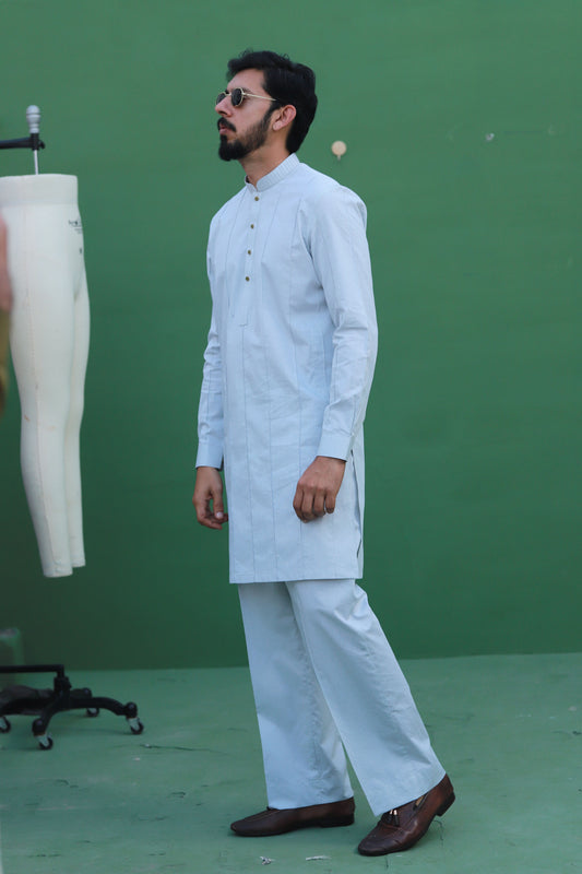 Ash Green Pintuck Suit